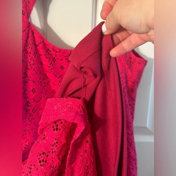 ANTHROPOLOGIE Deletta Med Fuscia Lace Embroidery Lined Sleeveless Eyelet Dress - Picture 8 of 14
